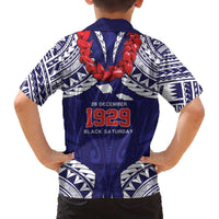 Samoa Black Saturday Family Matching Off The Shoulder Long Sleeve Dress and Hawaiian Shirt Samoa mo Samoa with Blue Ula Fala LT9 - Polynesian Pride