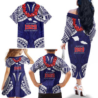 Samoa Black Saturday Family Matching Off The Shoulder Long Sleeve Dress and Hawaiian Shirt Samoa mo Samoa with Blue Ula Fala LT9 - Polynesian Pride