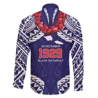 Samoa Black Saturday Family Matching Off The Shoulder Long Sleeve Dress and Hawaiian Shirt Samoa mo Samoa with Blue Ula Fala LT9 - Polynesian Pride
