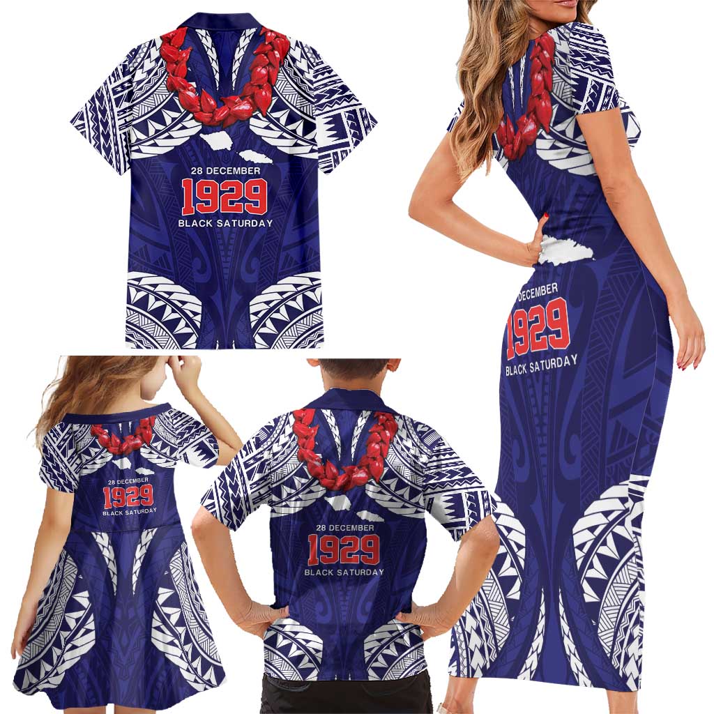 Samoa Black Saturday Family Matching Short Sleeve Bodycon Dress and Hawaiian Shirt Samoa mo Samoa with Blue Ula Fala LT9 - Polynesian Pride