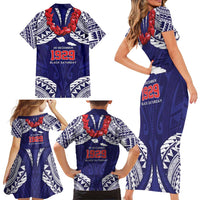 Samoa Black Saturday Family Matching Short Sleeve Bodycon Dress and Hawaiian Shirt Samoa mo Samoa with Blue Ula Fala LT9 - Polynesian Pride