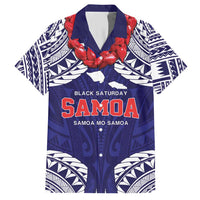 Samoa Black Saturday Family Matching Short Sleeve Bodycon Dress and Hawaiian Shirt Samoa mo Samoa with Blue Ula Fala LT9 Dad's Shirt - Short Sleeve Blue - Polynesian Pride