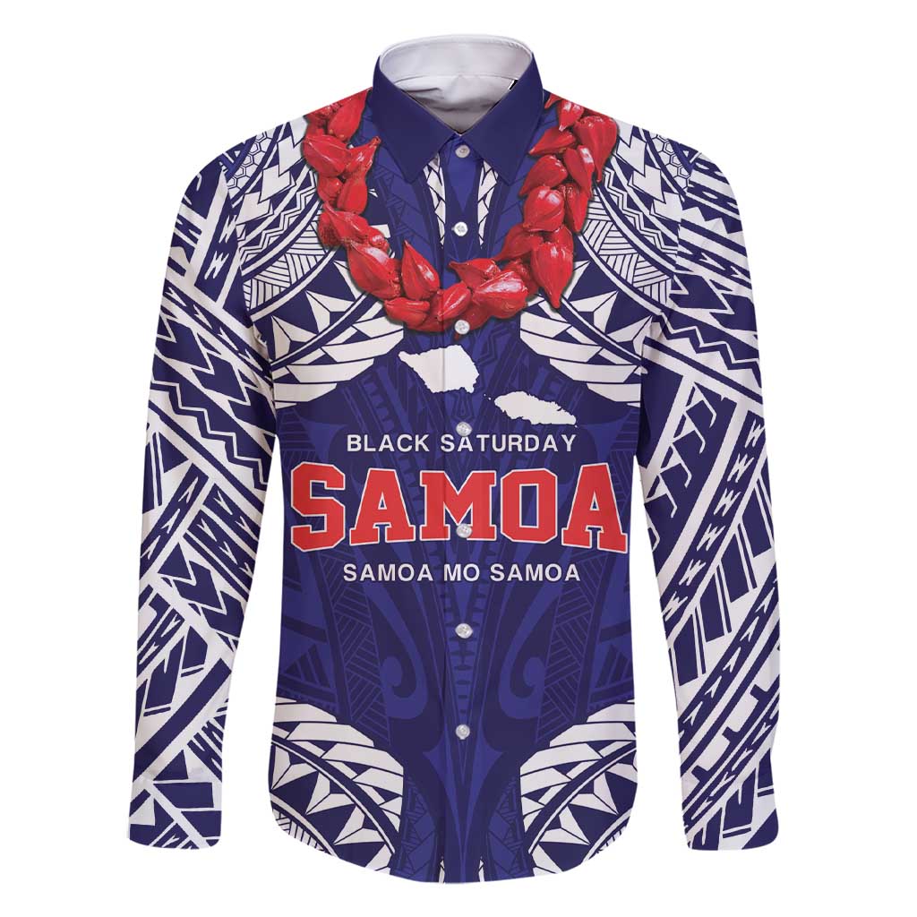 Samoa Black Saturday Family Matching Short Sleeve Bodycon Dress and Hawaiian Shirt Samoa mo Samoa with Blue Ula Fala LT9 Dad's Shirt - Long Sleeve Blue - Polynesian Pride