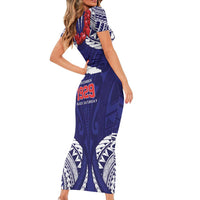 Samoa Black Saturday Family Matching Short Sleeve Bodycon Dress and Hawaiian Shirt Samoa mo Samoa with Blue Ula Fala LT9 - Polynesian Pride