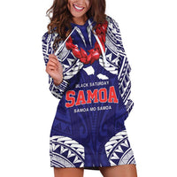 Samoa Black Saturday Hoodie Dress Samoa mo Samoa with Blue Ula Fala LT9 Blue - Polynesian Pride