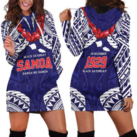 Samoa Black Saturday Hoodie Dress Samoa mo Samoa with Blue Ula Fala LT9 - Polynesian Pride