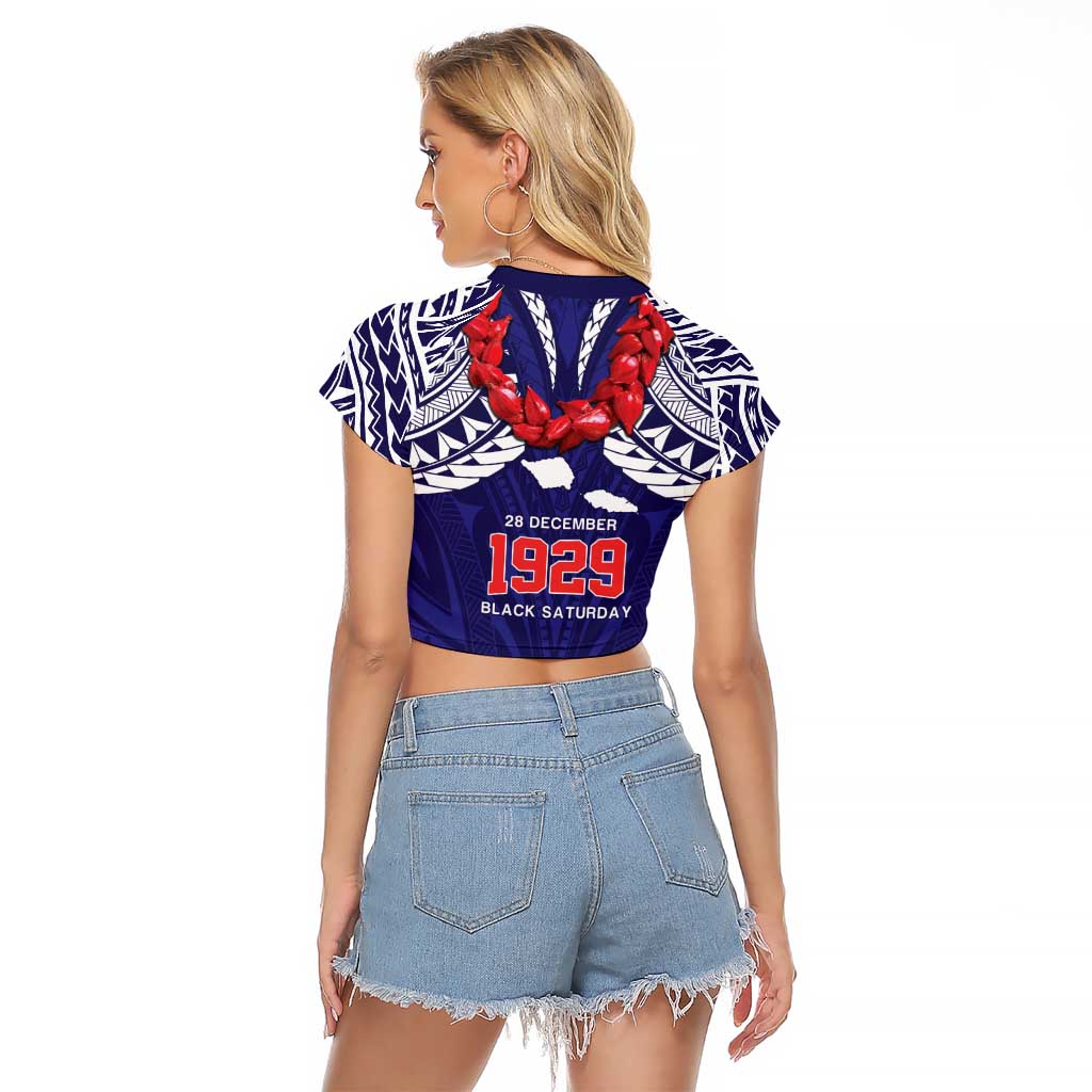Samoa Black Saturday Raglan Cropped T Shirt Samoa mo Samoa with Blue Ula Fala