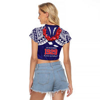 Samoa Black Saturday Raglan Cropped T Shirt Samoa mo Samoa with Blue Ula Fala