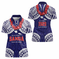 Samoa Black Saturday Women Polo Shirt Samoa mo Samoa with Blue Ula Fala