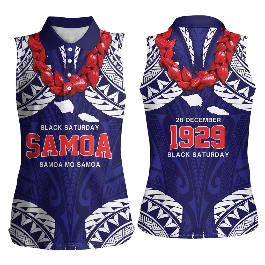 Samoa Black Saturday Women Sleeveless Polo Shirt Samoa mo Samoa with Blue Ula Fala