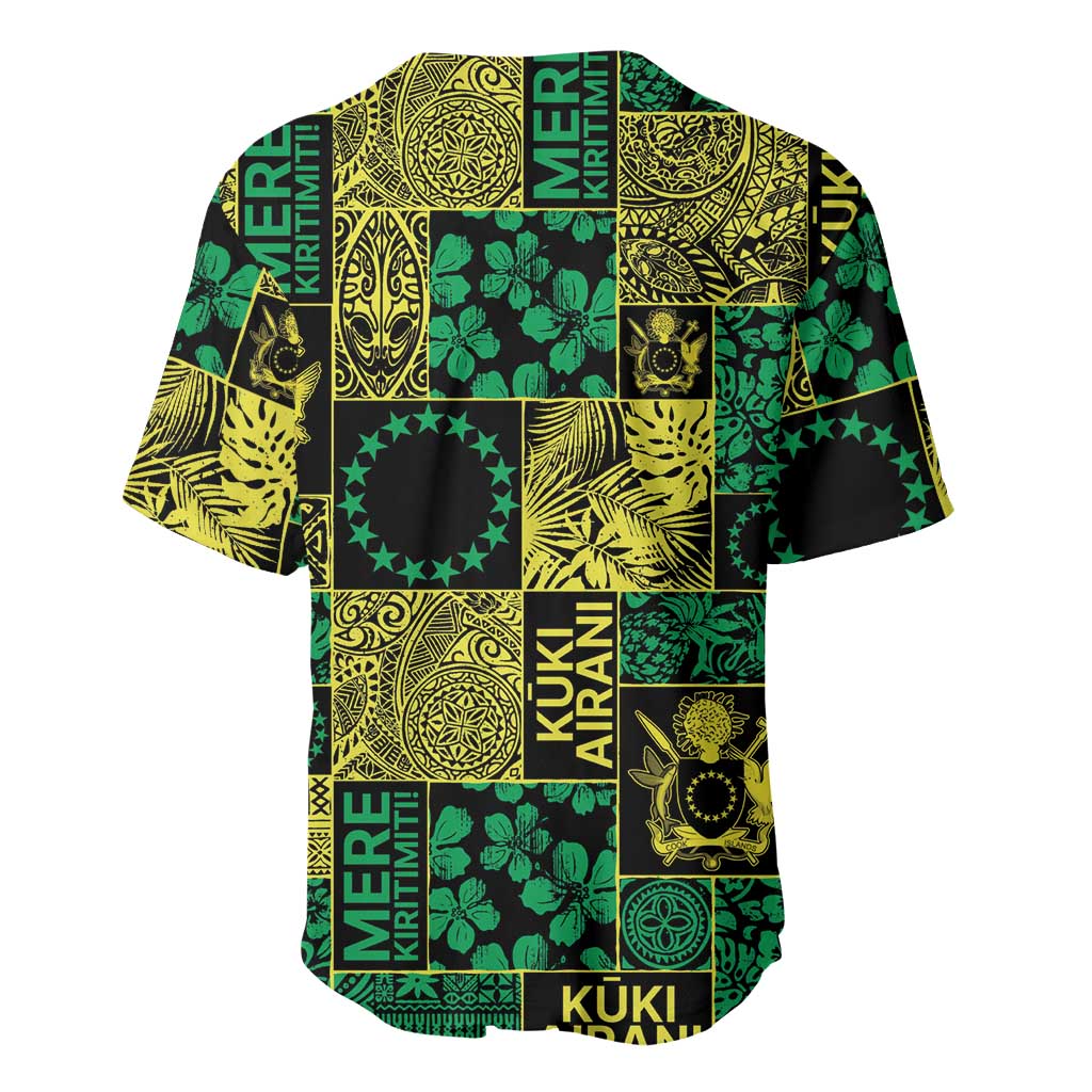 Cook Islands Mere Kiritimiti Baseball Jersey Pacific Patchwork Xmas Vibes - Polynesian Pride