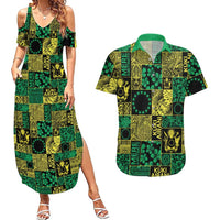 Cook Islands Mere Kiritimiti Couples Matching Summer Maxi Dress and Hawaiian Shirt Pacific Patchwork Xmas Vibes - Polynesian Pride