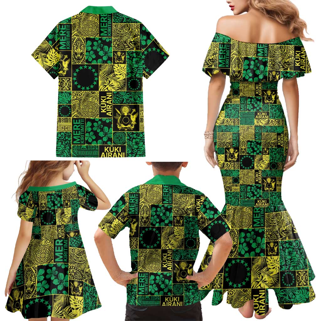 Cook Islands Mere Kiritimiti Family Matching Mermaid Dress and Hawaiian Shirt Pacific Patchwork Xmas Vibes LT9 - Polynesian Pride