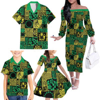 Cook Islands Mere Kiritimiti Family Matching Off The Shoulder Long Sleeve Dress and Hawaiian Shirt Pacific Patchwork Xmas Vibes LT9 - Polynesian Pride