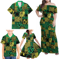 Cook Islands Mere Kiritimiti Family Matching Off Shoulder Maxi Dress and Hawaiian Shirt Pacific Patchwork Xmas Vibes LT9 - Polynesian Pride