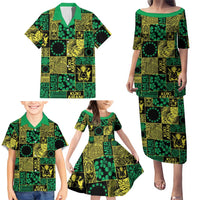 Cook Islands Mere Kiritimiti Family Matching Puletasi and Hawaiian Shirt Pacific Patchwork Xmas Vibes - Polynesian Pride
