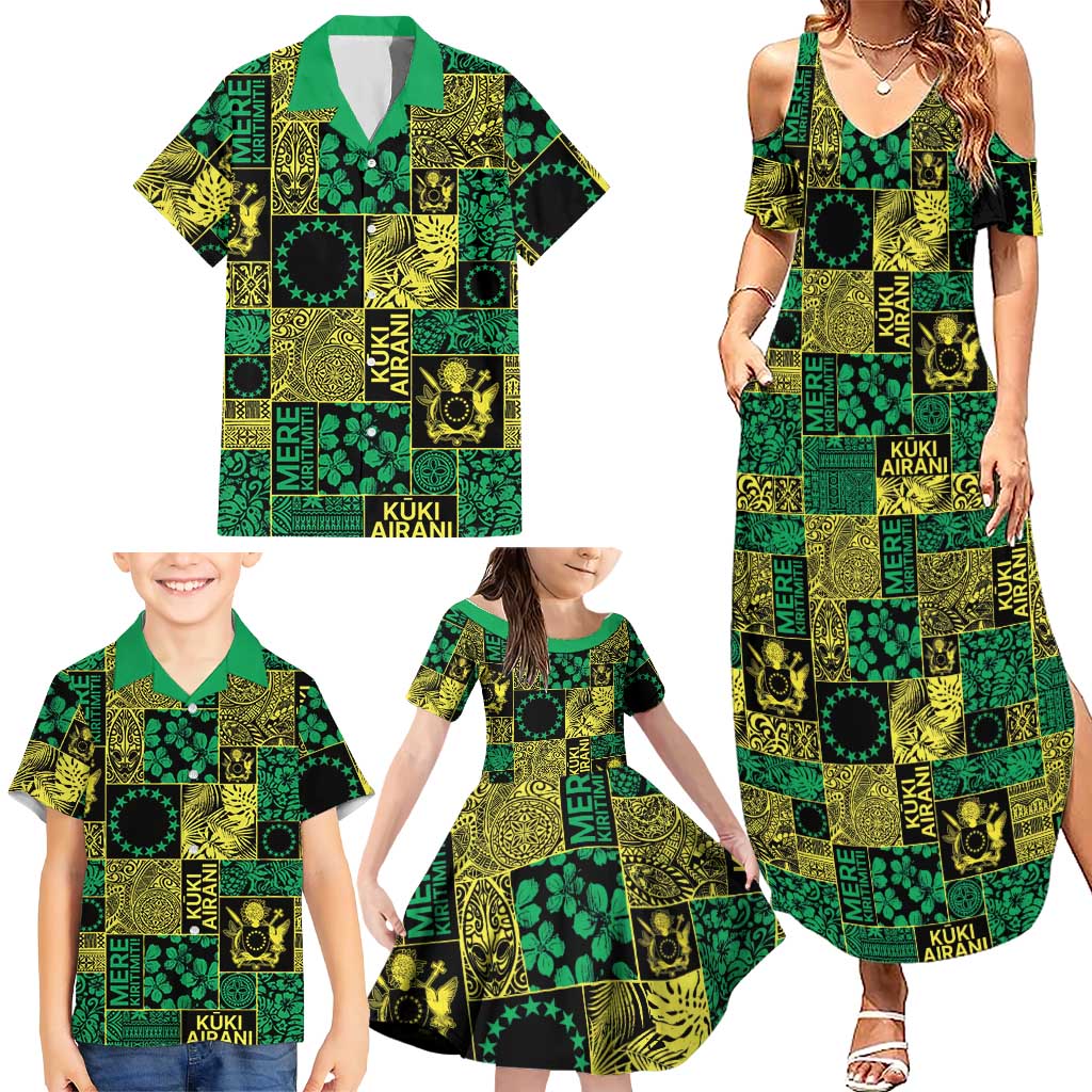 Cook Islands Mere Kiritimiti Family Matching Summer Maxi Dress and Hawaiian Shirt Pacific Patchwork Xmas Vibes LT9 - Polynesian Pride