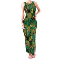 Cook Islands Mere Kiritimiti Family Matching Tank Maxi Dress and Hawaiian Shirt Pacific Patchwork Xmas Vibes LT9 Mom's Dress Green - Polynesian Pride