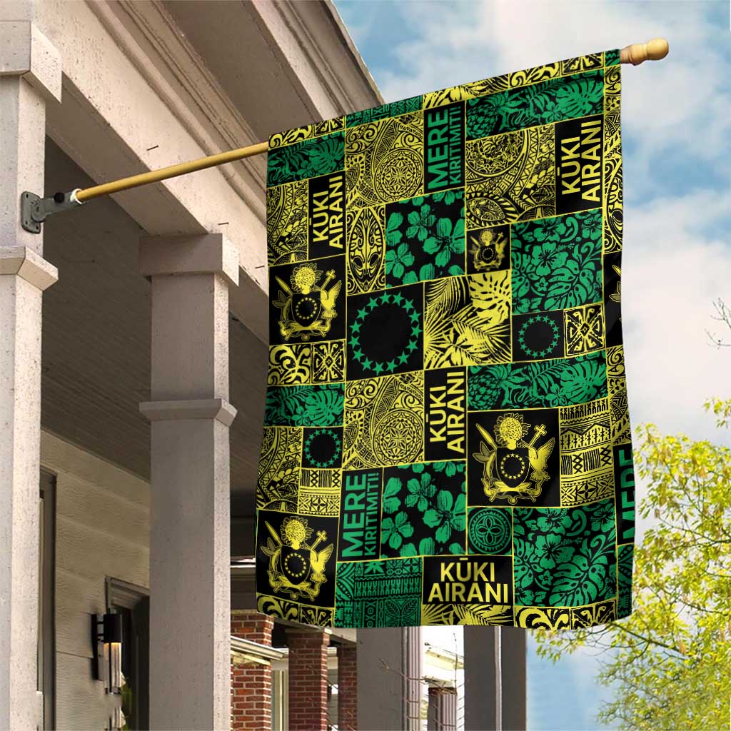 Cook Islands Mere Kiritimiti Garden Flag Pacific Patchwork Xmas Vibes - Polynesian Pride