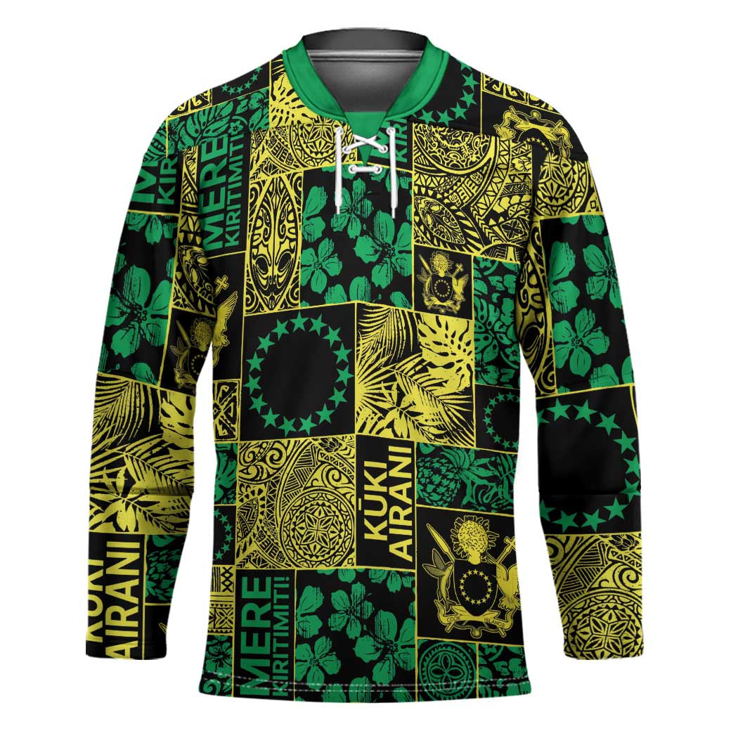 Cook Islands Mere Kiritimiti Hockey Jersey Pacific Patchwork Xmas Vibes - Polynesian Pride