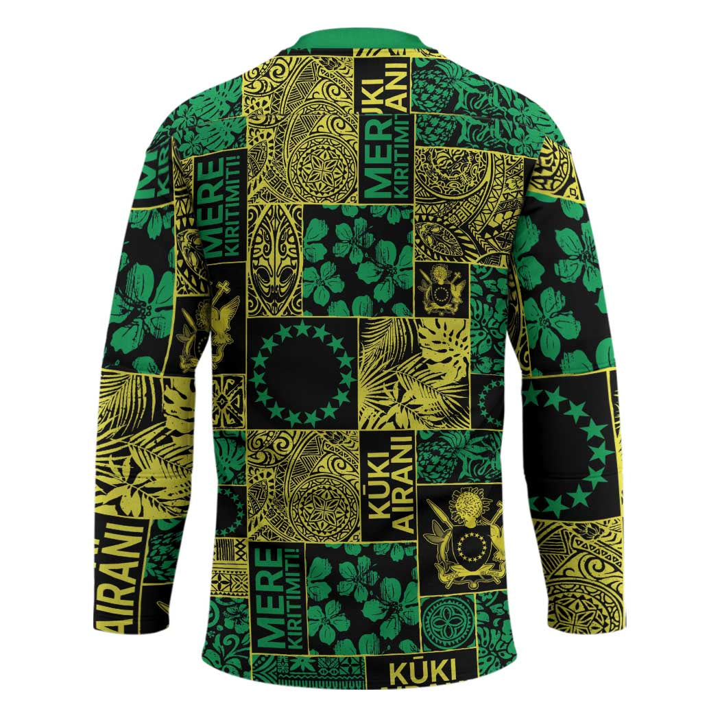 Cook Islands Mere Kiritimiti Hockey Jersey Pacific Patchwork Xmas Vibes - Polynesian Pride