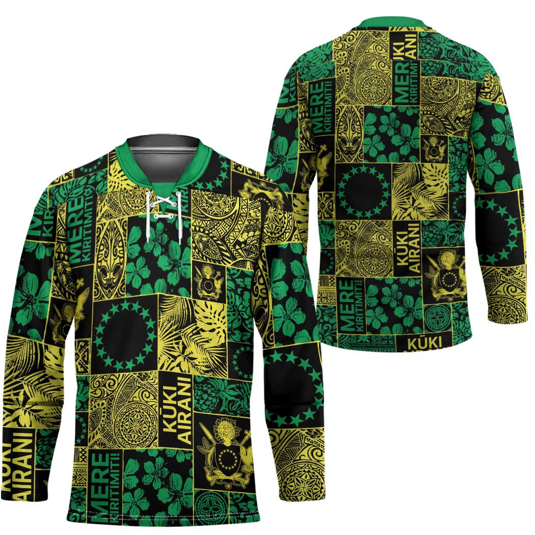 Cook Islands Mere Kiritimiti Hockey Jersey Pacific Patchwork Xmas Vibes - Polynesian Pride