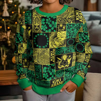 Cook Islands Mere Kiritimiti Kid Ugly Christmas Sweater Pacific Patchwork Xmas Vibes LT9 - Polynesian Pride