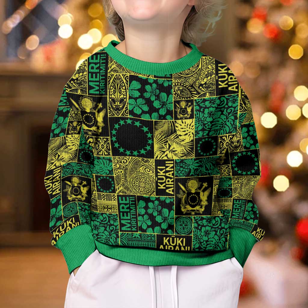 Cook Islands Mere Kiritimiti Kid Ugly Christmas Sweater Pacific Patchwork Xmas Vibes LT9 - Polynesian Pride