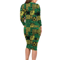 Cook Islands Mere Kiritimiti Long Sleeve Bodycon Dress Pacific Patchwork Xmas Vibes - Polynesian Pride