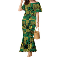 Cook Islands Mere Kiritimiti Mermaid Dress Pacific Patchwork Xmas Vibes LT9 Women Green - Polynesian Pride