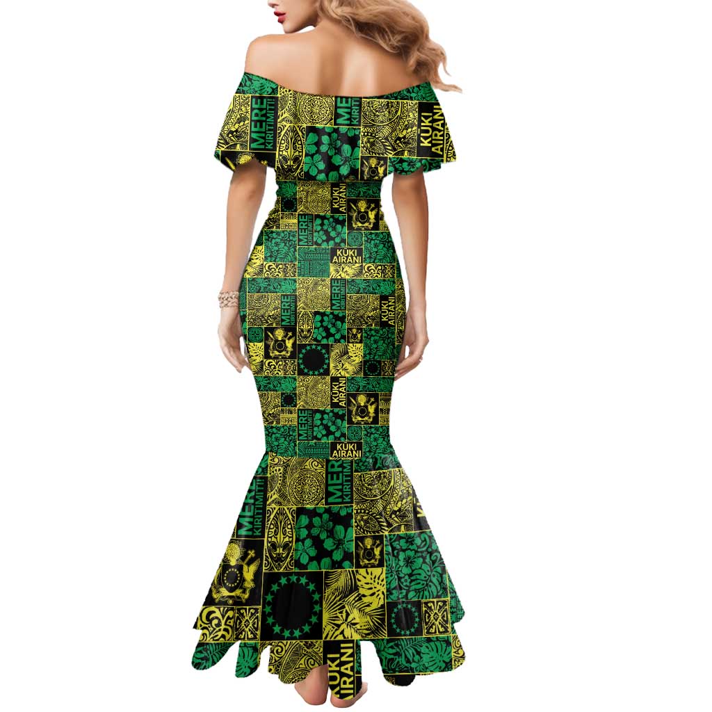 Cook Islands Mere Kiritimiti Mermaid Dress Pacific Patchwork Xmas Vibes LT9 - Polynesian Pride