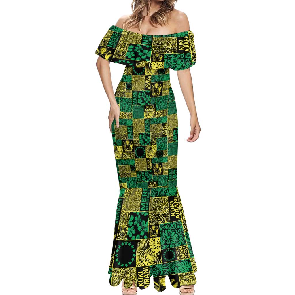 Cook Islands Mere Kiritimiti Mermaid Dress Pacific Patchwork Xmas Vibes LT9 - Polynesian Pride