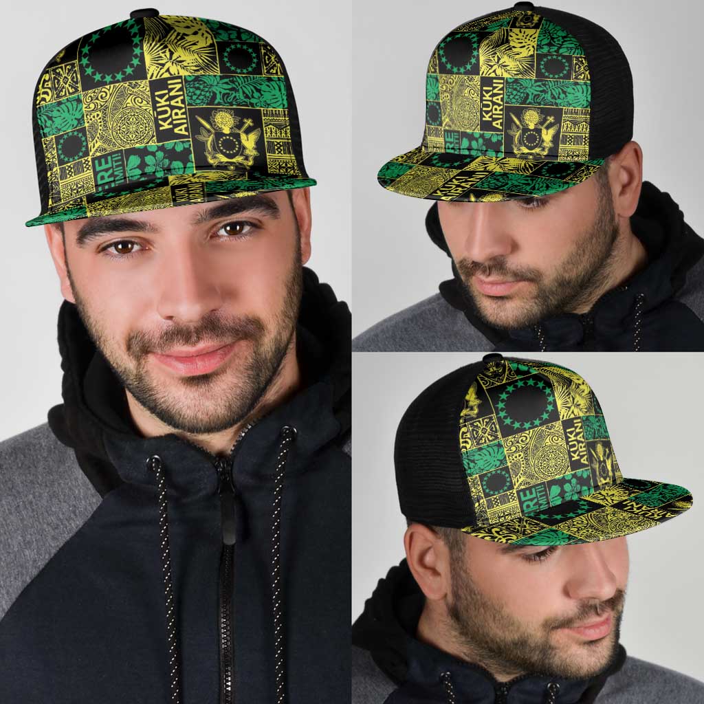 Cook Islands Mere Kiritimiti Mesh Trucker Cap Pacific Patchwork Xmas Vibes - Polynesian Pride