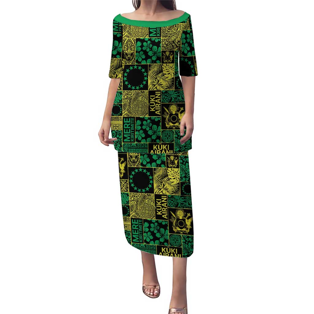 Cook Islands Mere Kiritimiti Puletasi Pacific Patchwork Xmas Vibes - Polynesian Pride