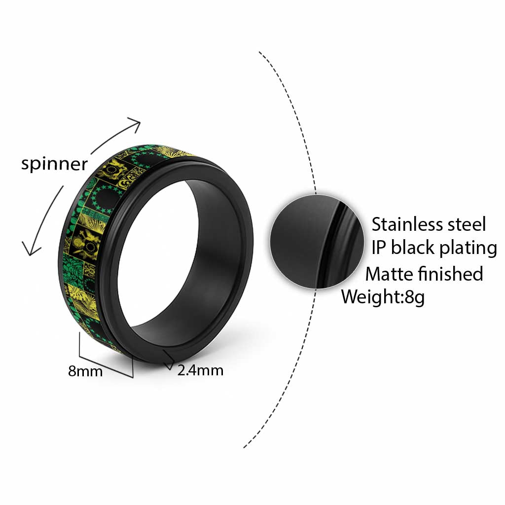 Cook Islands Mere Kiritimiti Spinner Ring Pacific Patchwork Xmas Vibes - Polynesian Pride