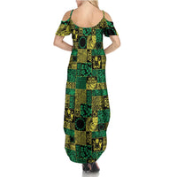 Cook Islands Mere Kiritimiti Summer Maxi Dress Pacific Patchwork Xmas Vibes - Polynesian Pride