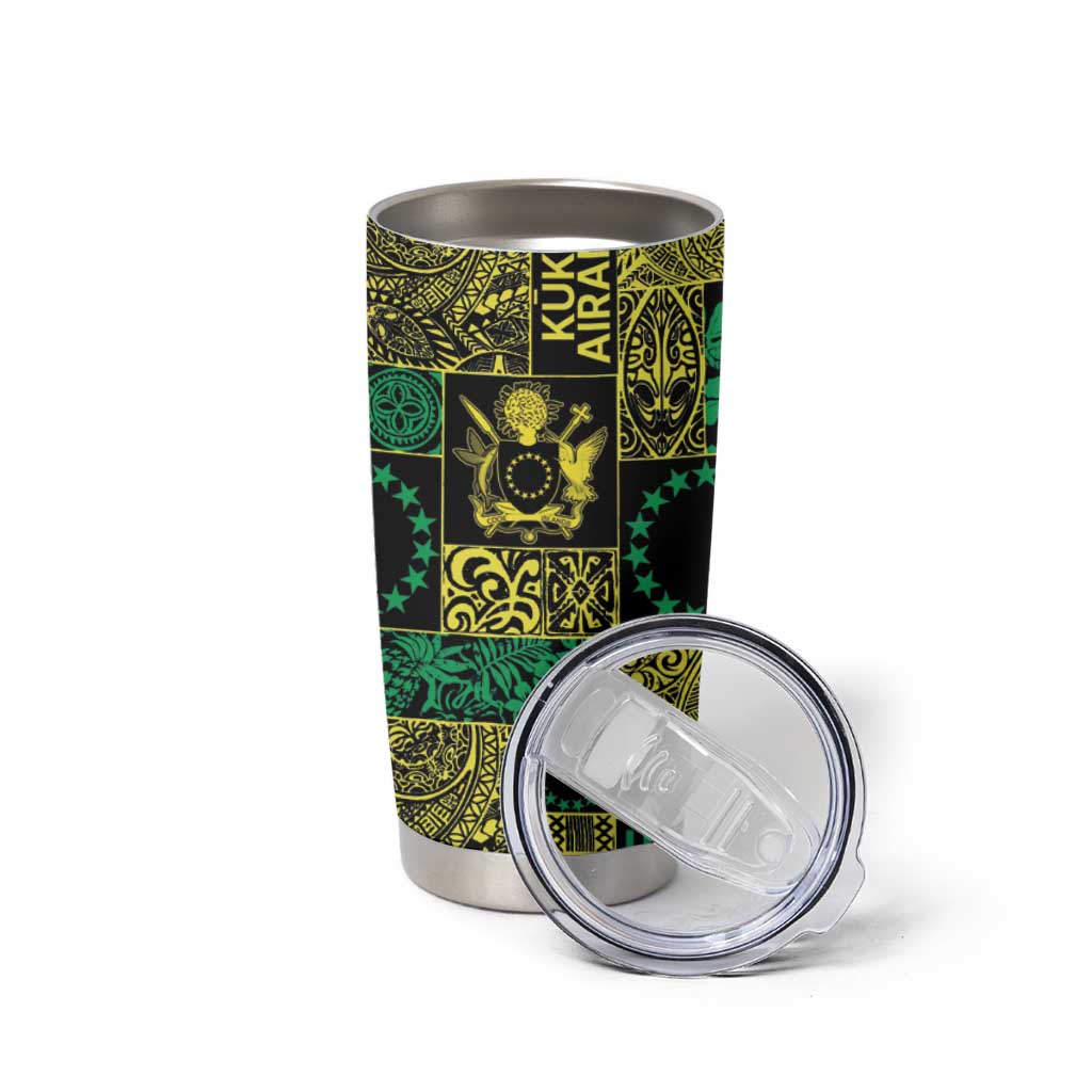 Cook Islands Mere Kiritimiti Tumbler Cup Pacific Patchwork Xmas Vibes - Polynesian Pride