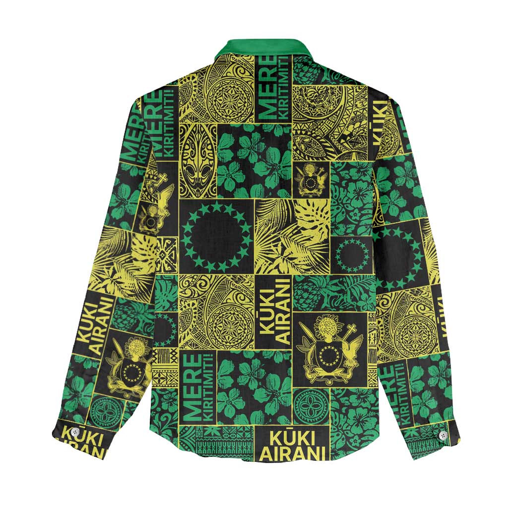 Cook Islands Mere Kiritimiti Women Casual Shirt Pacific Patchwork Xmas Vibes - Polynesian Pride