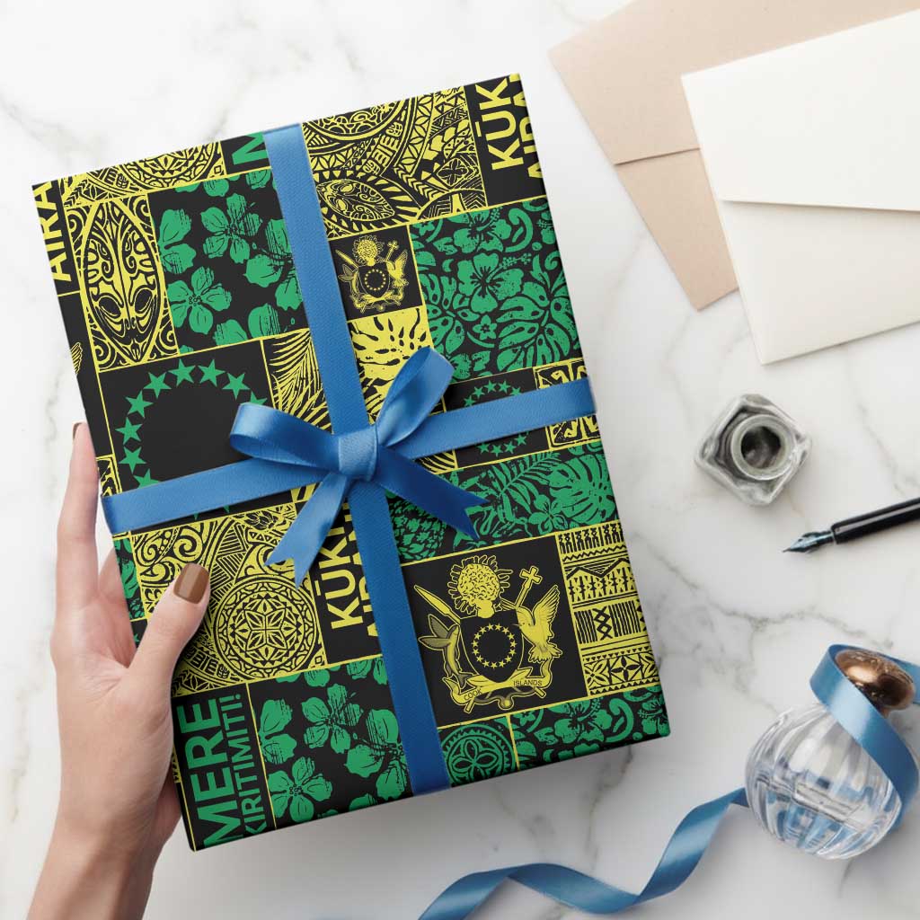 Cook Islands Mere Kiritimiti Wrapping Paper Pacific Patchwork Xmas Vibes - Polynesian Pride