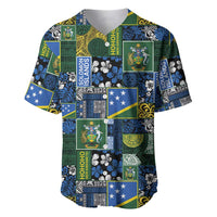 Solomon Islands Meri Kirihimete Baseball Jersey Pacific Patchwork Xmas Vibes - Polynesian Pride