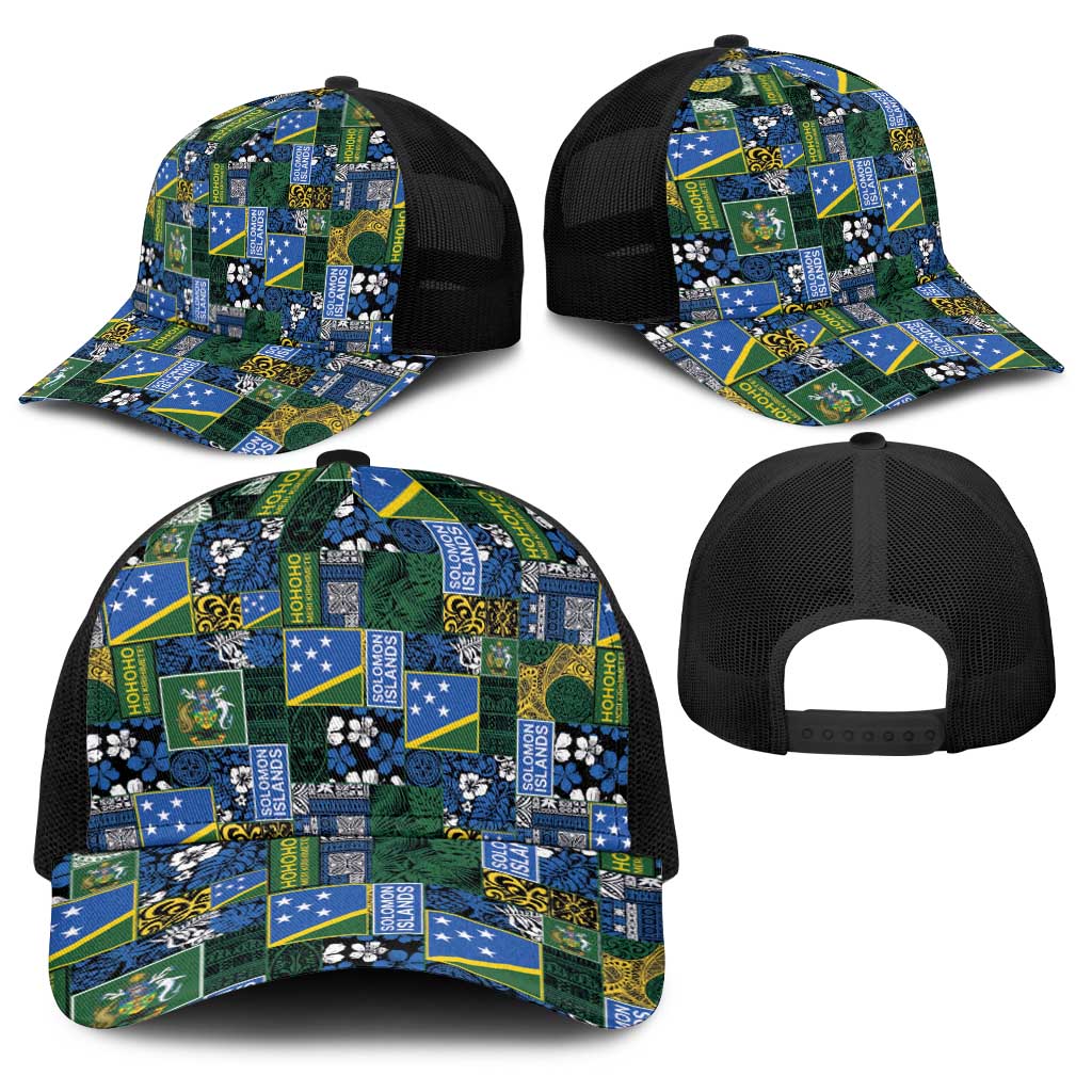 Solomon Islands Meri Kirihimete Baseball Net Cap Pacific Patchwork Xmas Vibes - Polynesian Pride