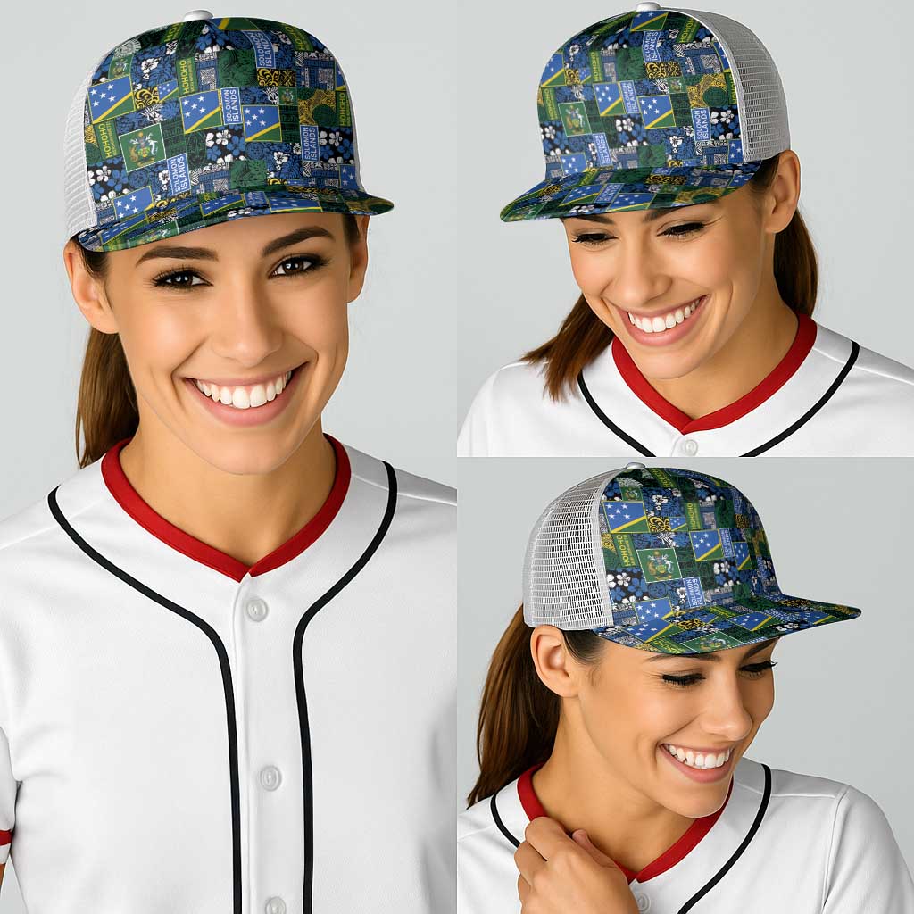 Solomon Islands Meri Kirihimete Baseball Net Cap Pacific Patchwork Xmas Vibes - Polynesian Pride