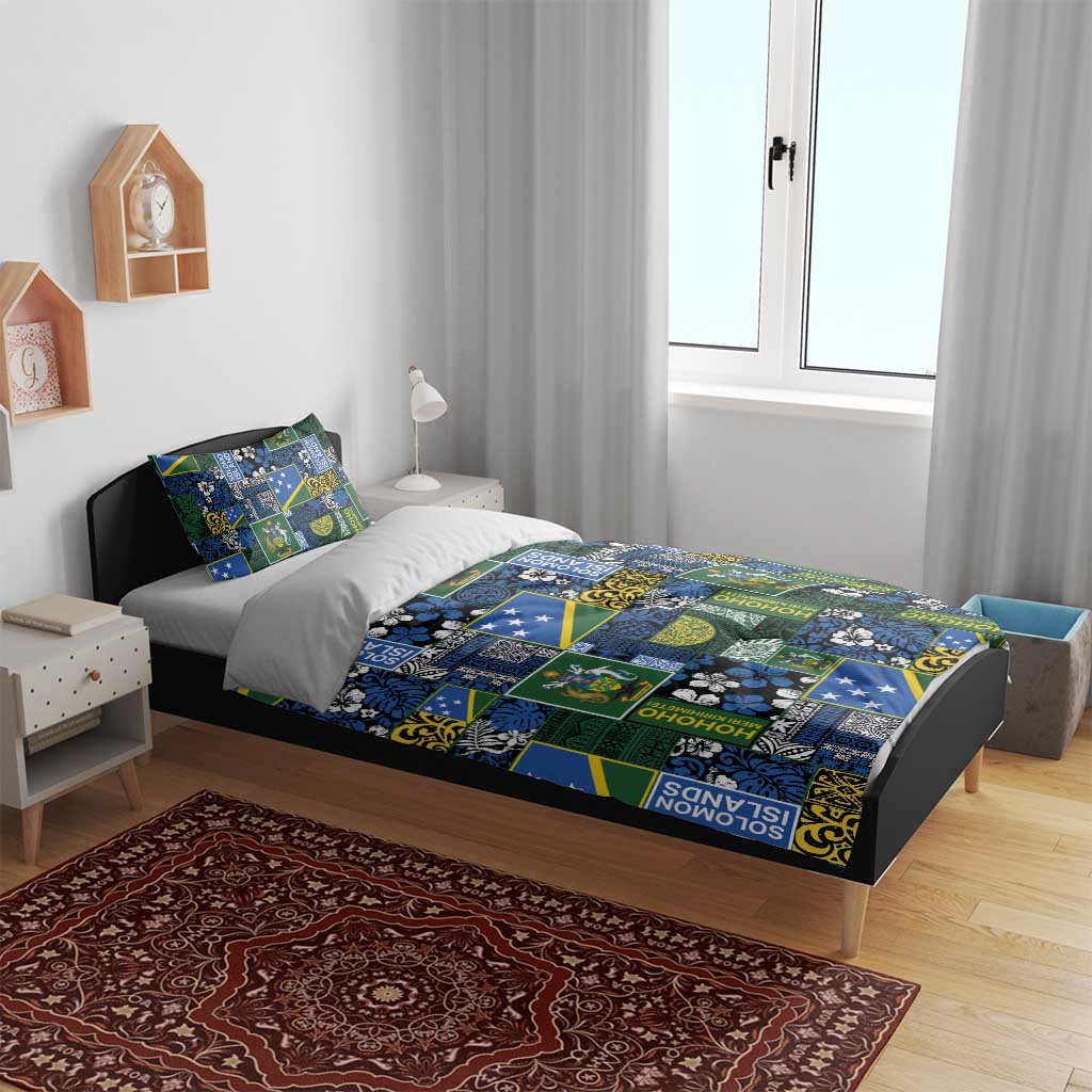 Solomon Islands Meri Kirihimete Bedding Set Pacific Patchwork Xmas Vibes - Polynesian Pride