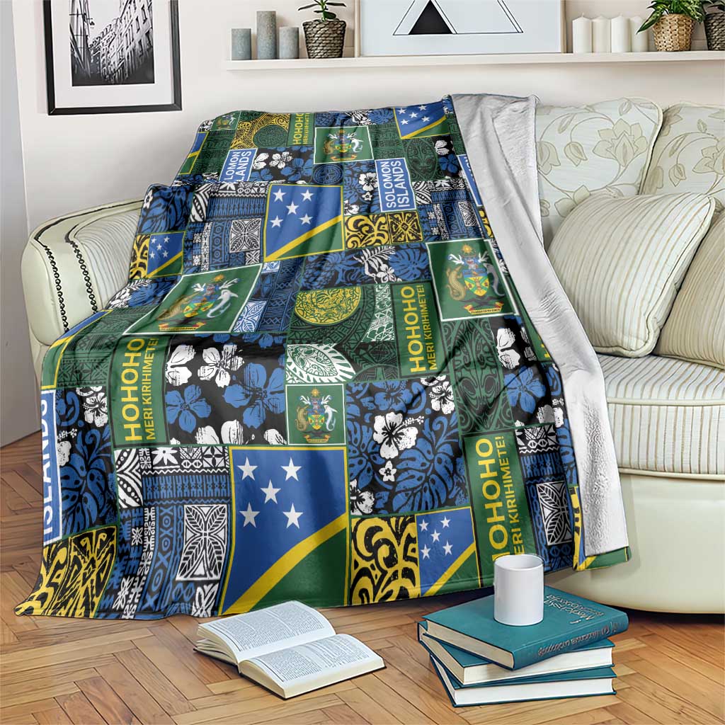 Solomon Islands Meri Kirihimete Blanket Pacific Patchwork Xmas Vibes - Polynesian Pride