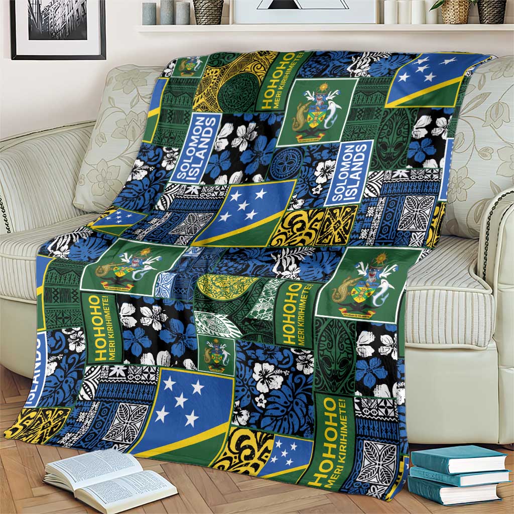 Solomon Islands Meri Kirihimete Blanket Pacific Patchwork Xmas Vibes - Polynesian Pride