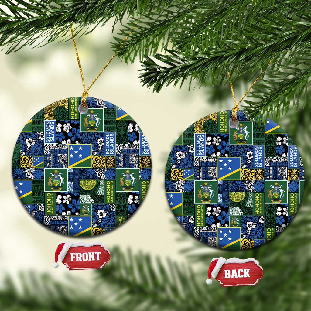 Solomon Islands Meri Kirihimete Ceramic Ornament Pacific Patchwork Xmas Vibes - Polynesian Pride