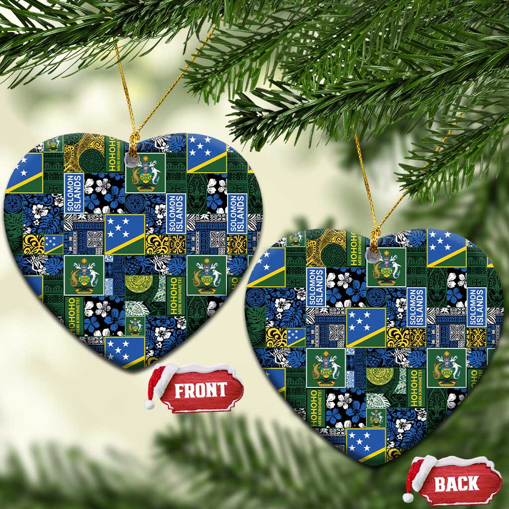 Solomon Islands Meri Kirihimete Ceramic Ornament Pacific Patchwork Xmas Vibes - Polynesian Pride