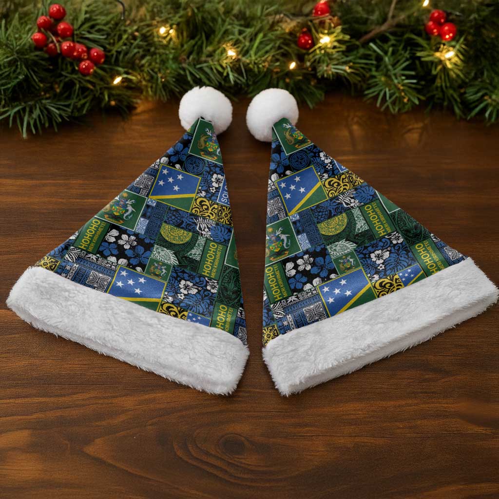 Solomon Islands Meri Kirihimete Christmas Santa Hat Pacific Patchwork Xmas Vibes LT9 - Polynesian Pride