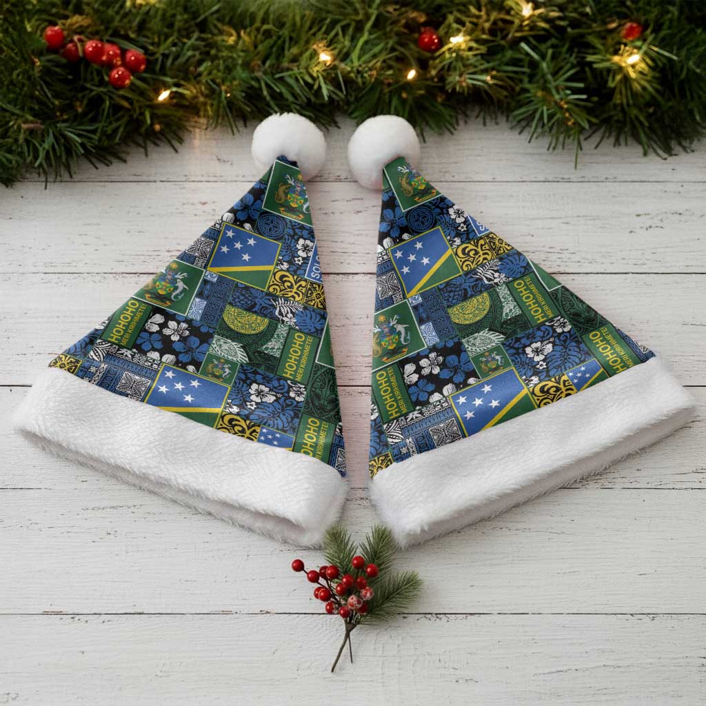 Solomon Islands Meri Kirihimete Christmas Santa Hat Pacific Patchwork Xmas Vibes LT9 - Polynesian Pride