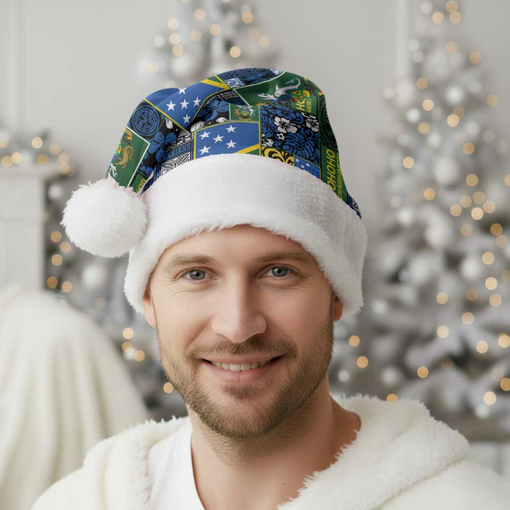 Solomon Islands Meri Kirihimete Christmas Santa Hat Pacific Patchwork Xmas Vibes LT9 - Polynesian Pride